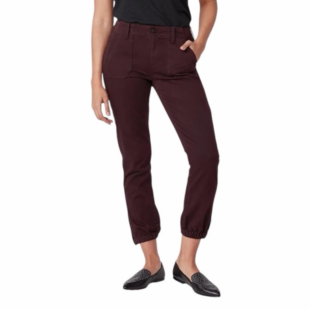 Paige‎ Mayslie Utility Cropped Joggers | Vintage Black Cherry | Size 26